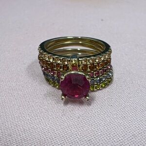 Elegant Multi-Color Gemstone Ring in Gold‎ Setting